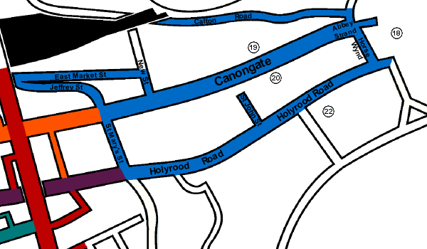 map of attractions of the Canongate Edinburgh