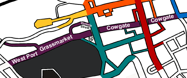 map of visitor attractions in the Grassmarket Edinburgh